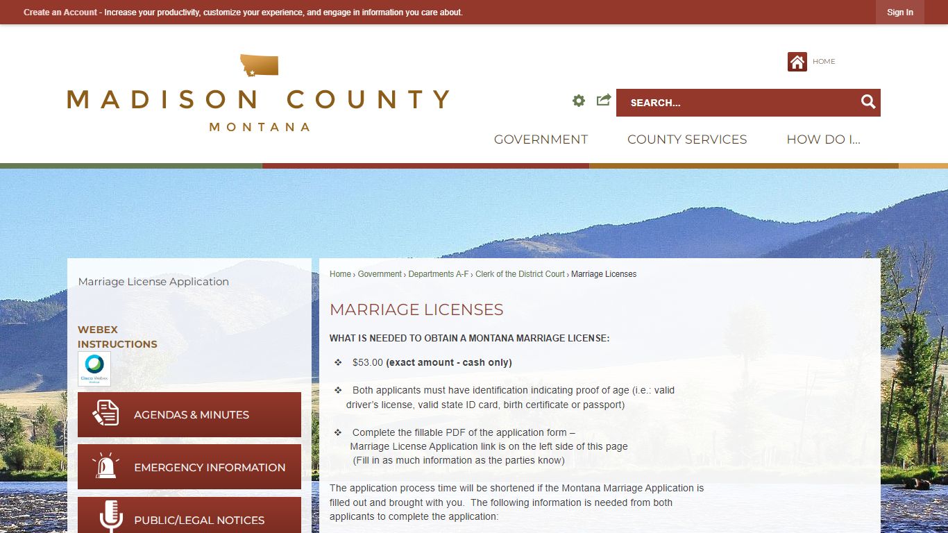 Marriage Licenses | Madison County, MT