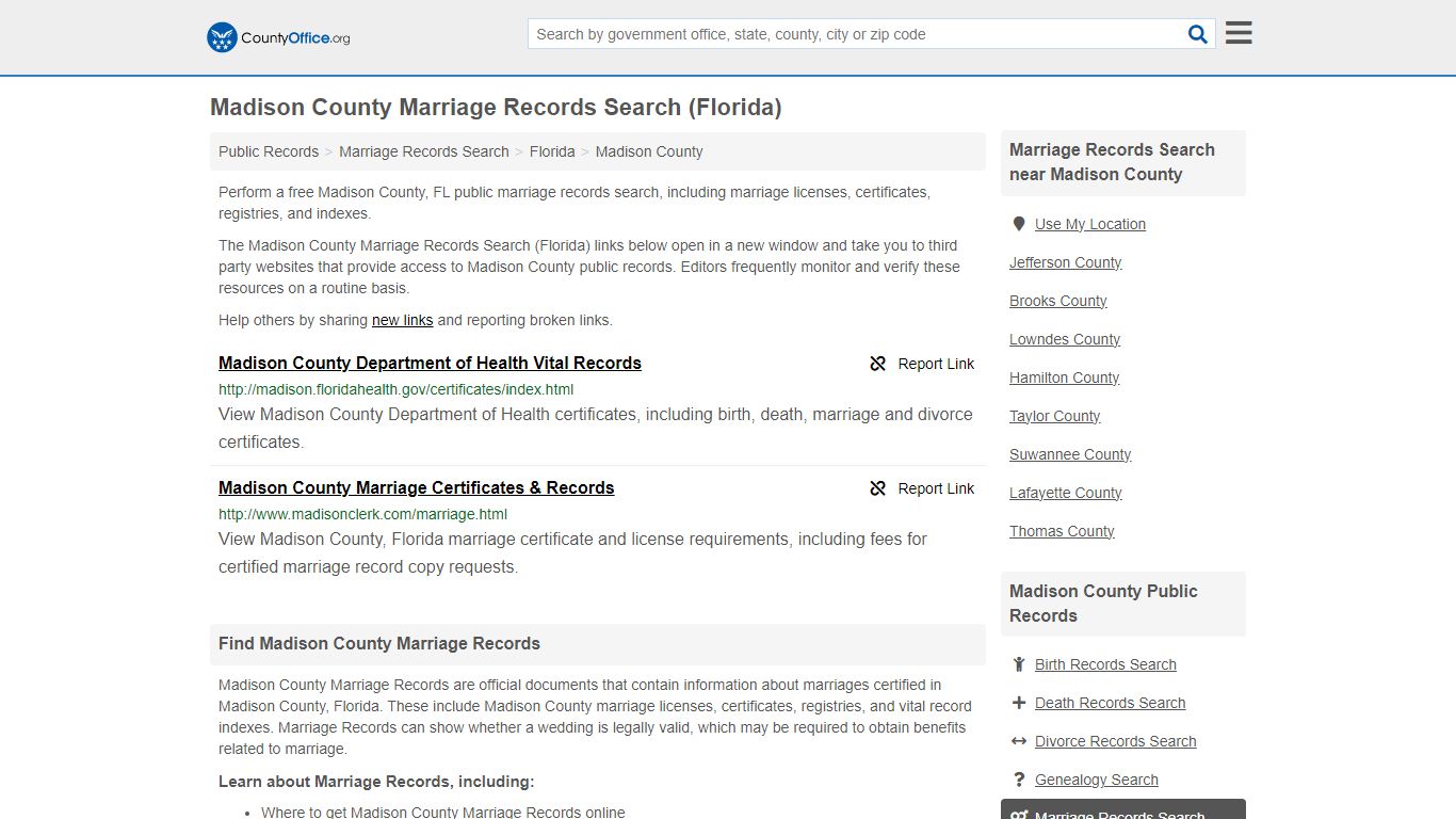 Marriage Records Search - Madison County, FL (Marriage Licenses ...